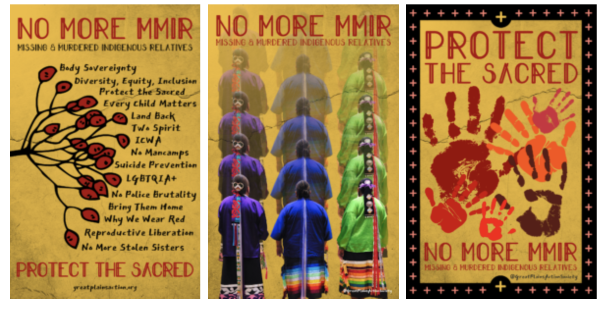 Above: Posters from the Great Plains Action Society. Art and Photography by Sikowis Nobiss.